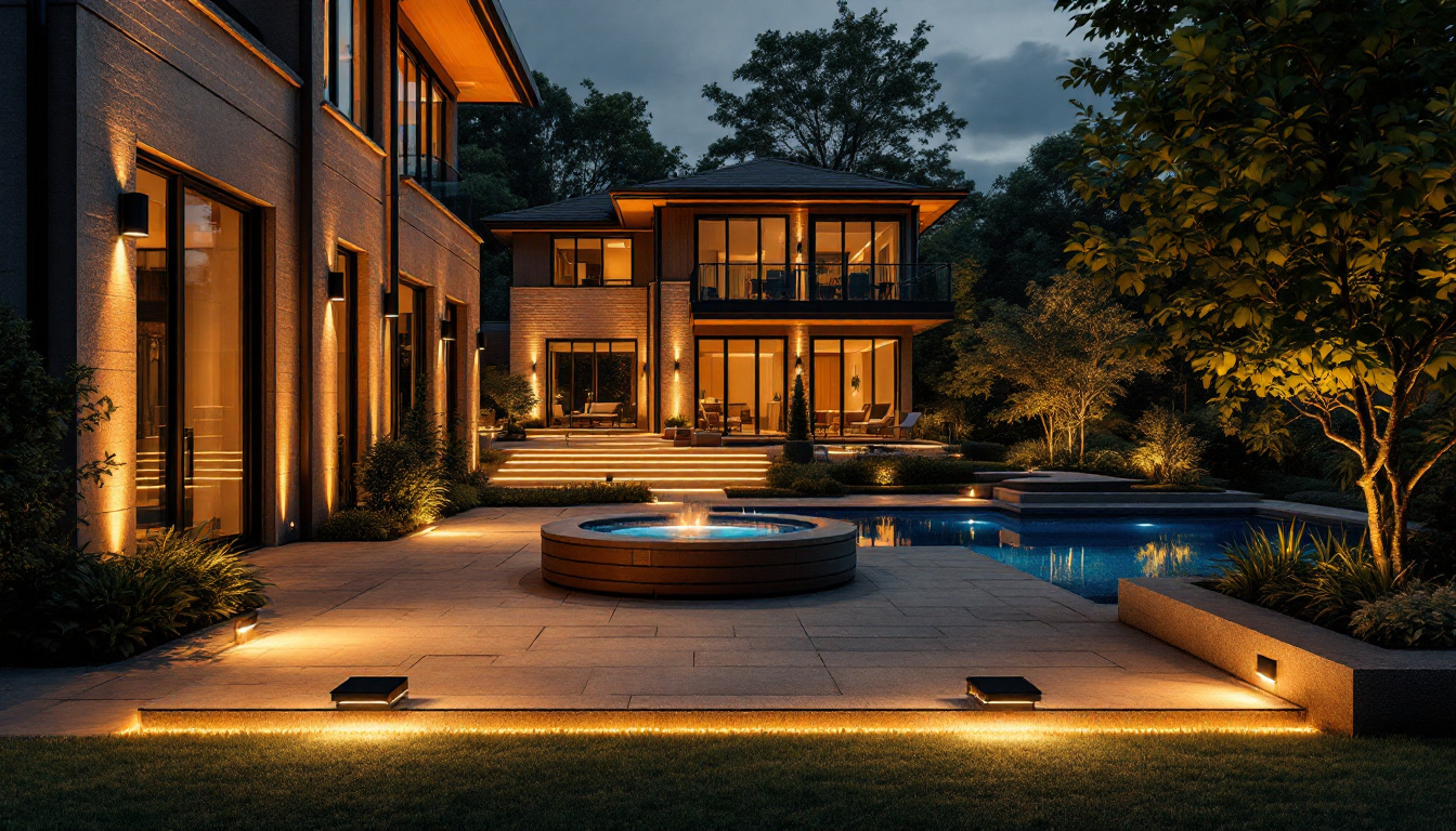 A photograph of a beautifully illuminated outdoor space at dusk