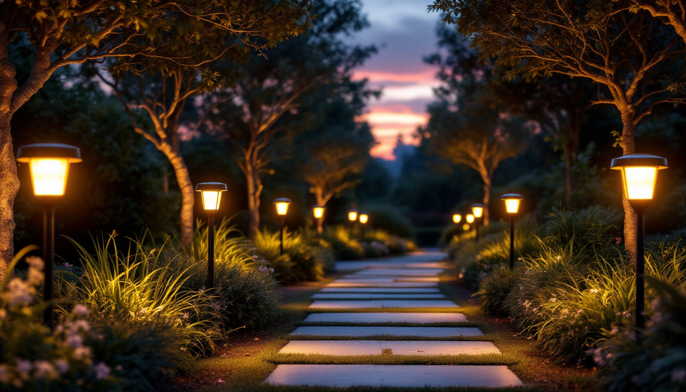 A photograph of a beautifully illuminated outdoor space at dusk