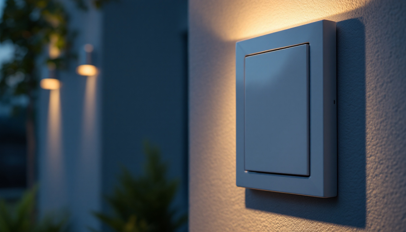 A photograph of an outdoor electrical cover installed on a well-lit exterior wall
