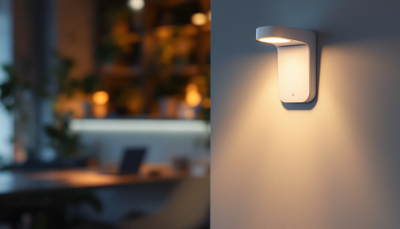 A photograph of a well-lit indoor space featuring motion detector lights in action