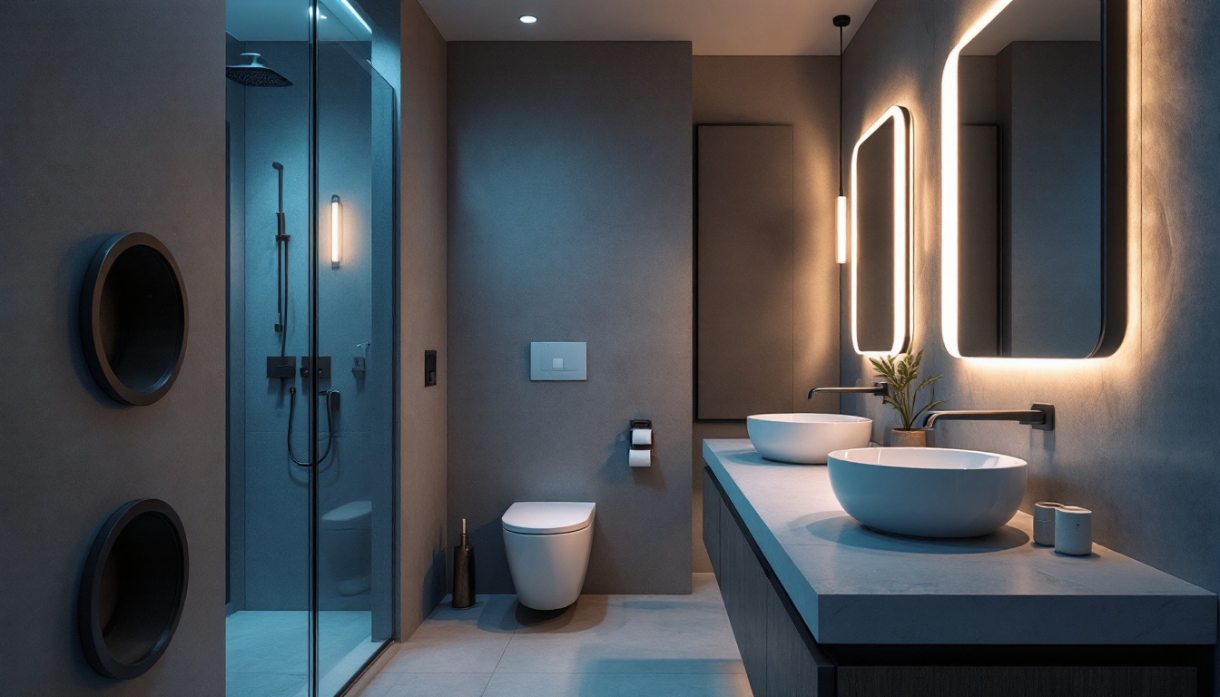 A photograph of a modern bathroom featuring well-placed canned lighting