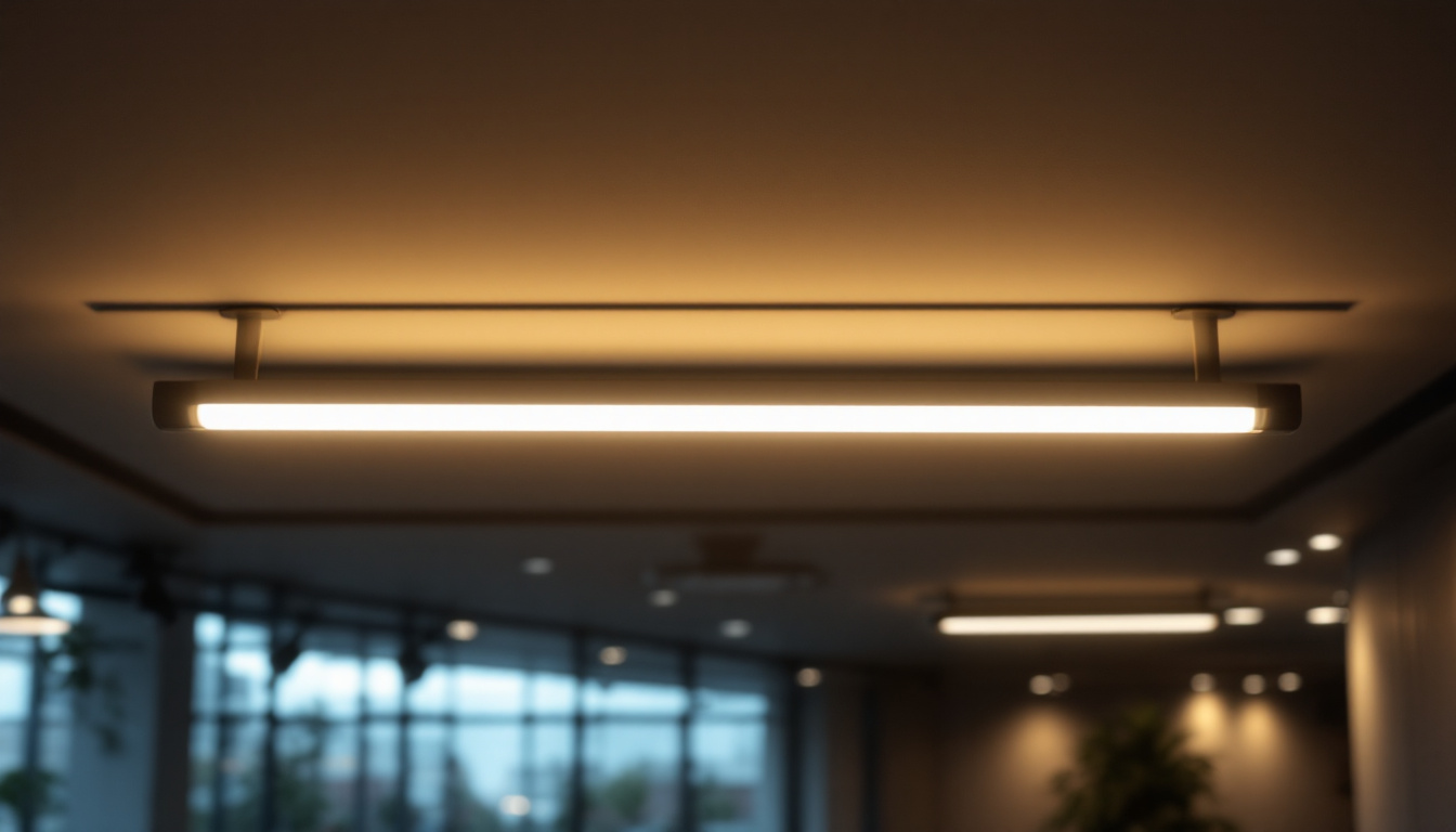 A photograph of a well-lit interior space showcasing 8-foot led tube lights installed in a modern setting
