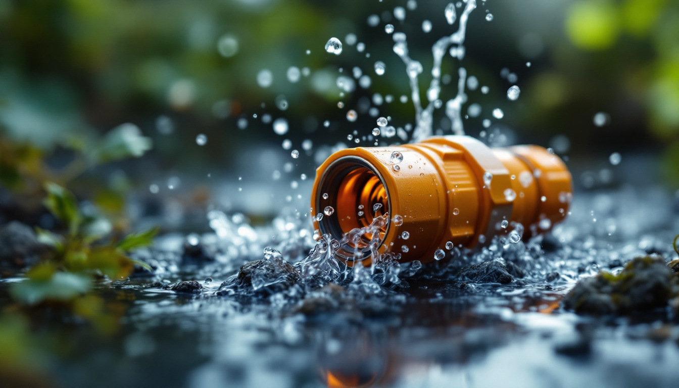 A photograph of a close-up of a waterproof electrical connector being installed in a challenging outdoor environment