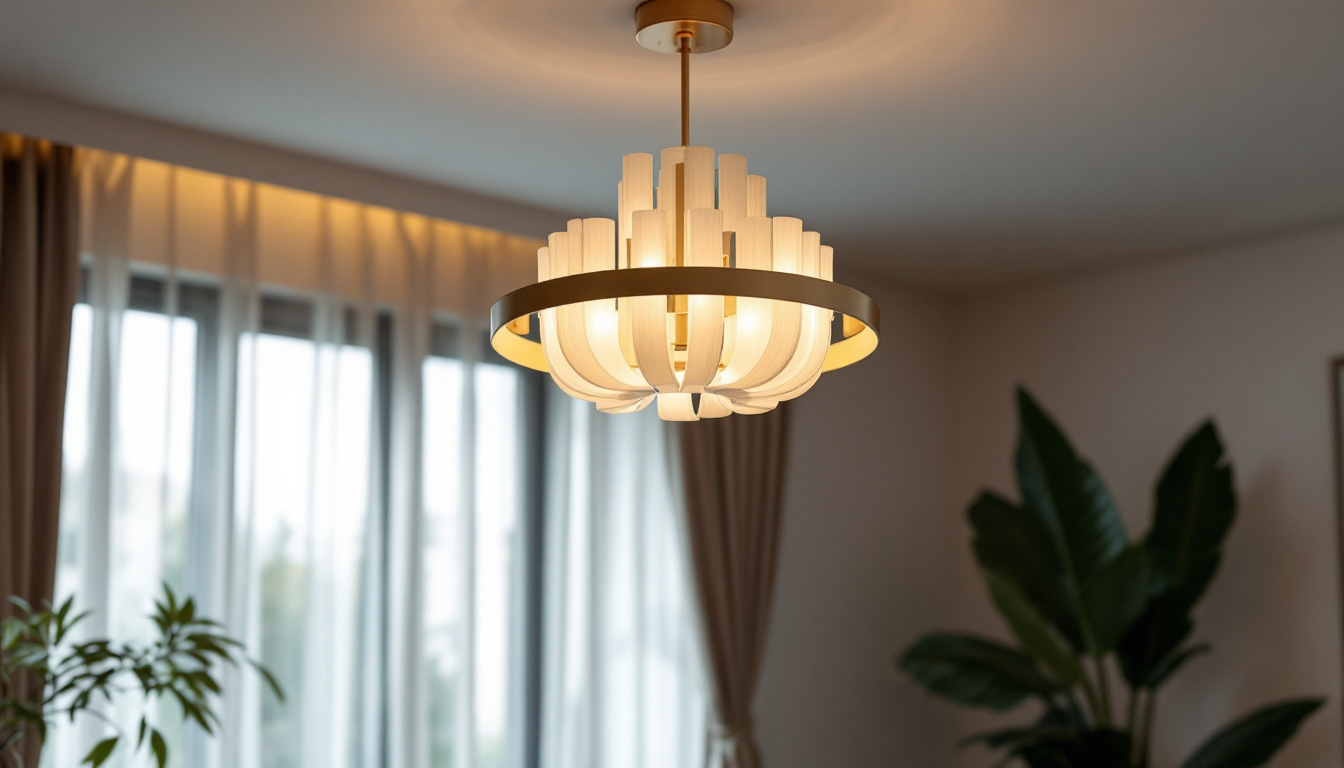 A photograph of a beautifully designed semi-flush chandelier illuminating a stylish room