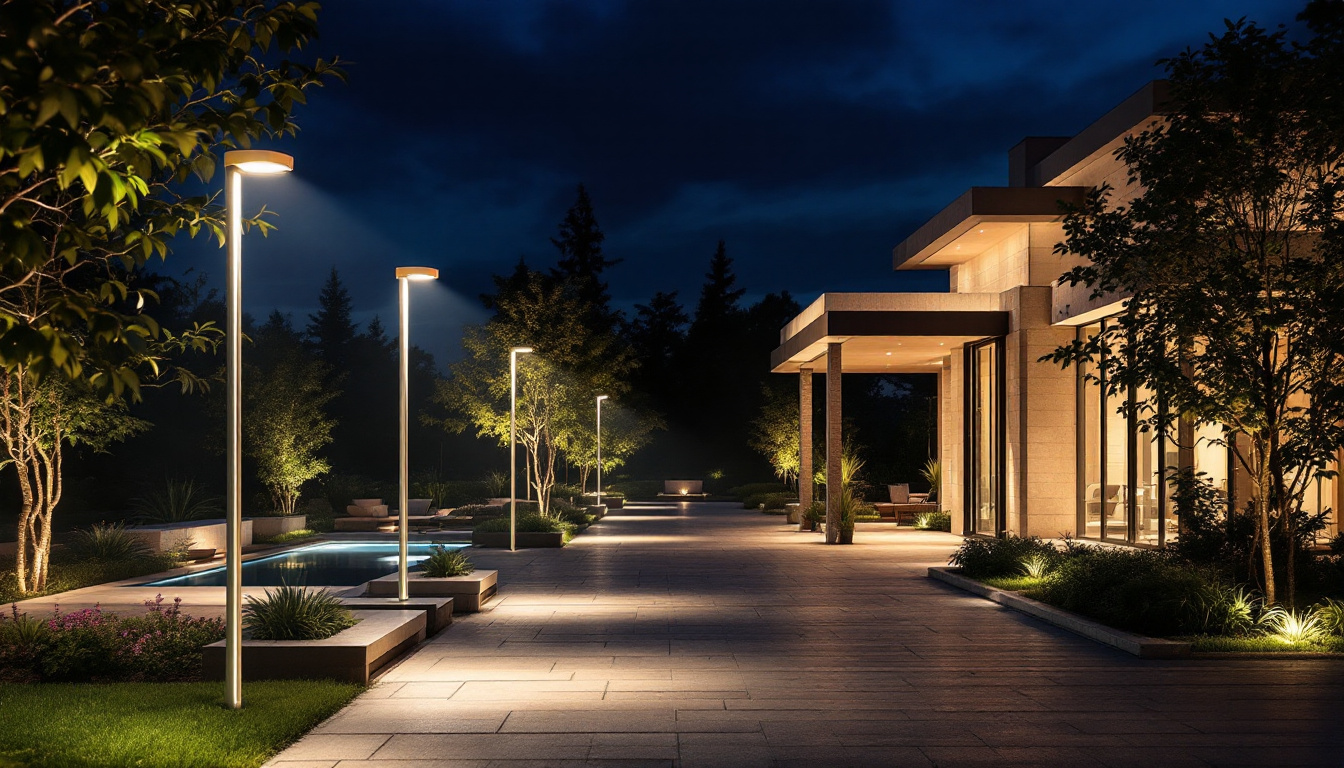 A photograph of a well-lit outdoor space featuring super bright led lighting installations