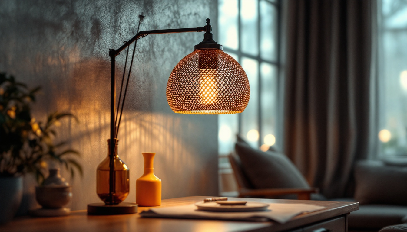 A photograph of a beautifully designed lamp fixture in a well-lit room
