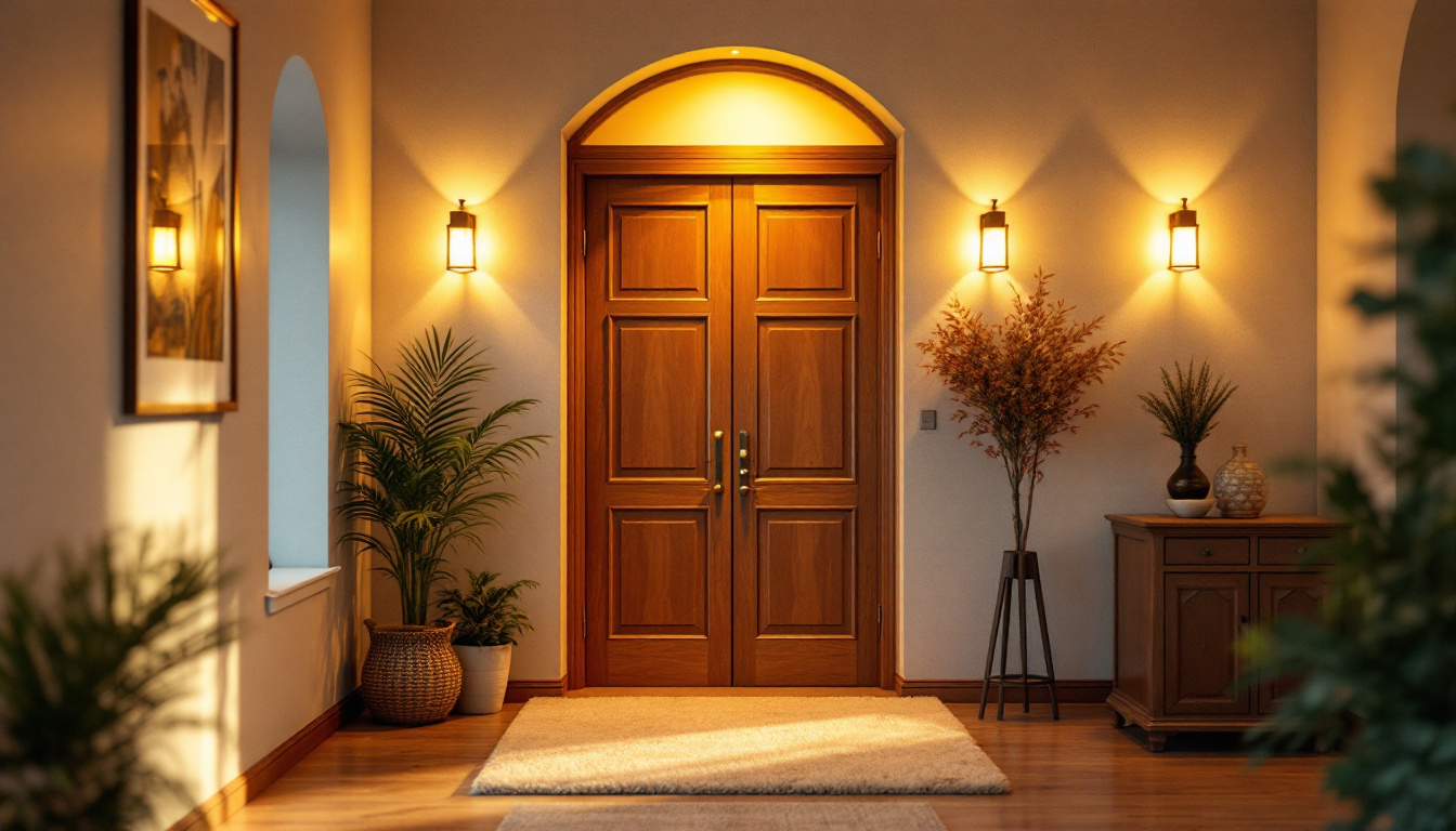 A photograph of a beautifully designed entryway featuring soft