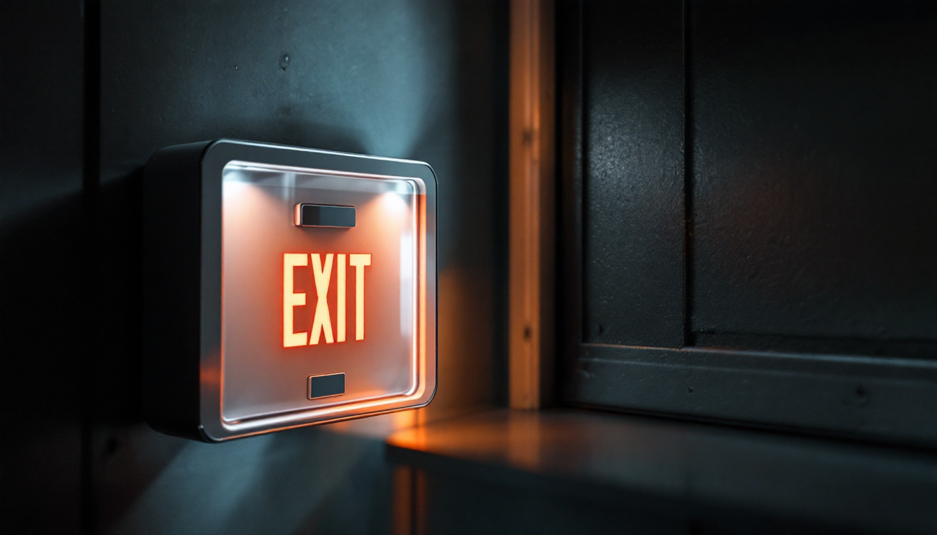 A photograph of a well-designed exit kit in a dimly lit environment