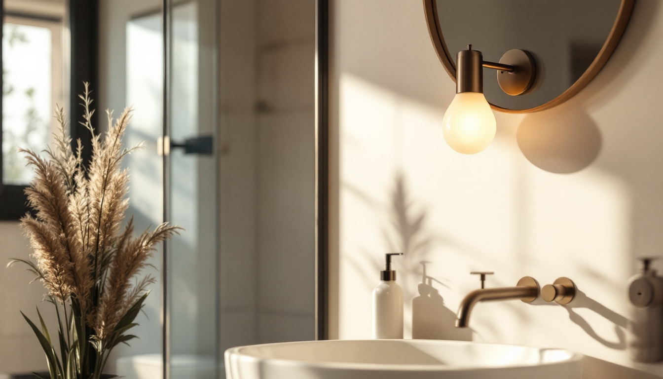A photograph of a stylish vanity light fixture featuring an integrated outlet
