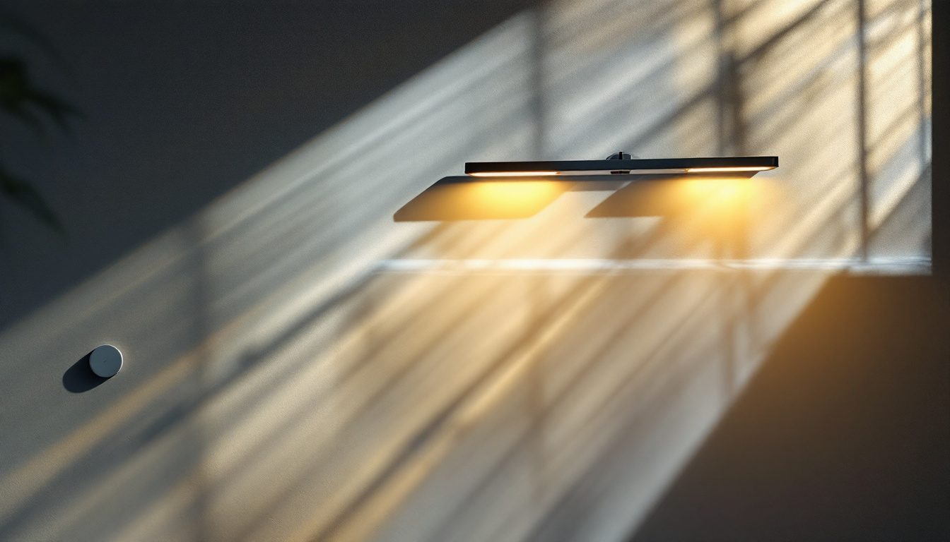 A photograph of a shandler light installation in a modern electrical engineering setting
