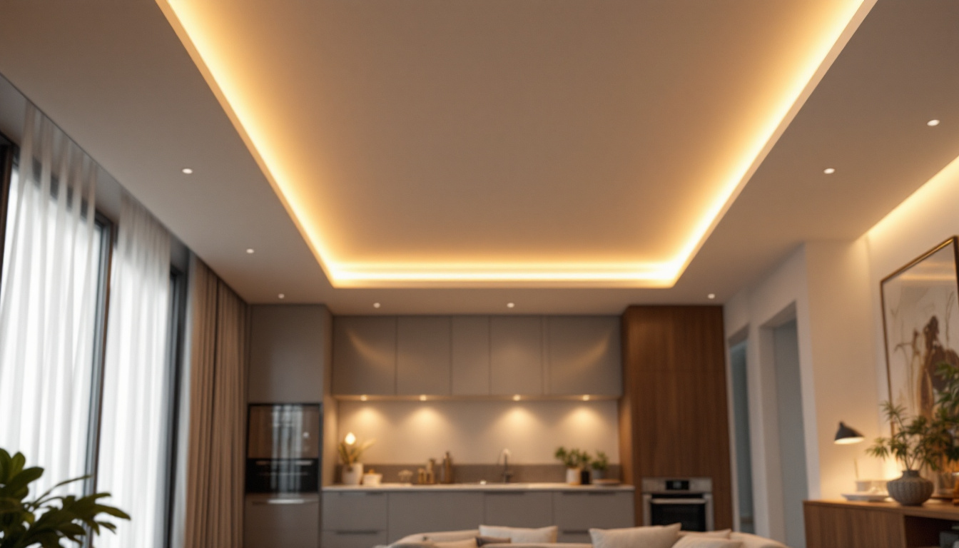 A photograph of a beautifully designed retro recessed lighting installation in a modern interior space