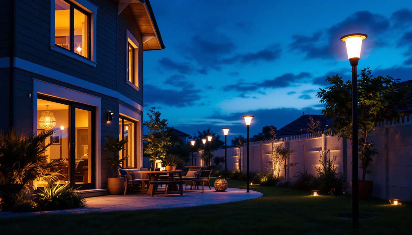 A photograph of a beautifully illuminated outdoor space at dusk