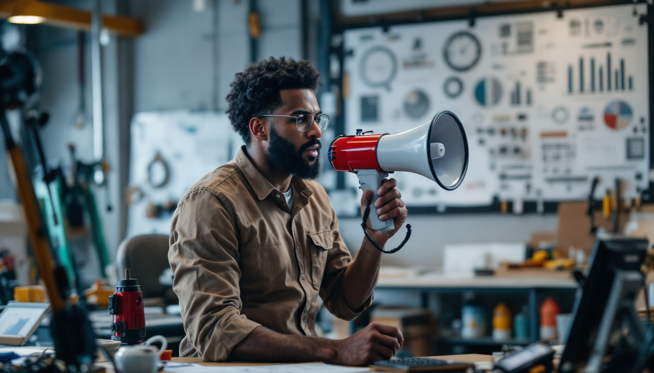 A photograph of a focused electrical engineer in a workshop