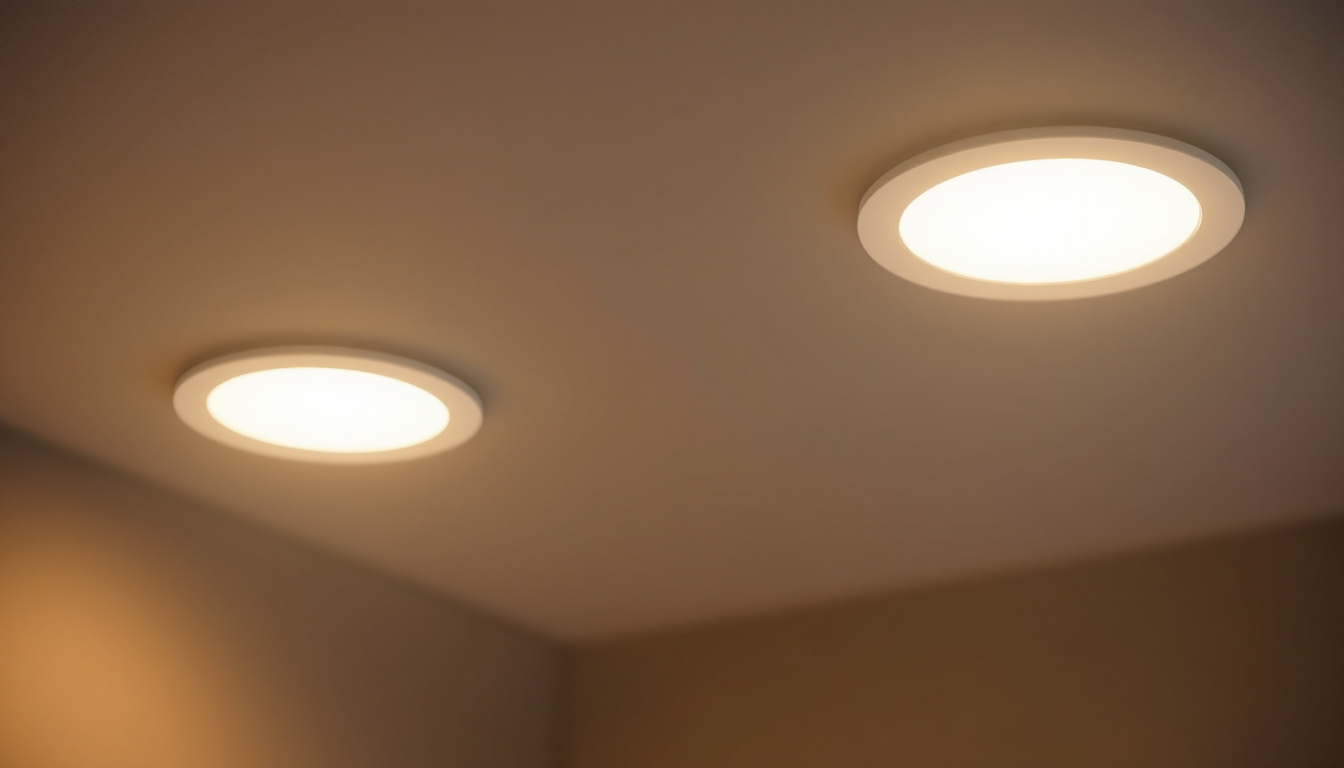 A photograph of a stylish interior space featuring 2 led downlights in action