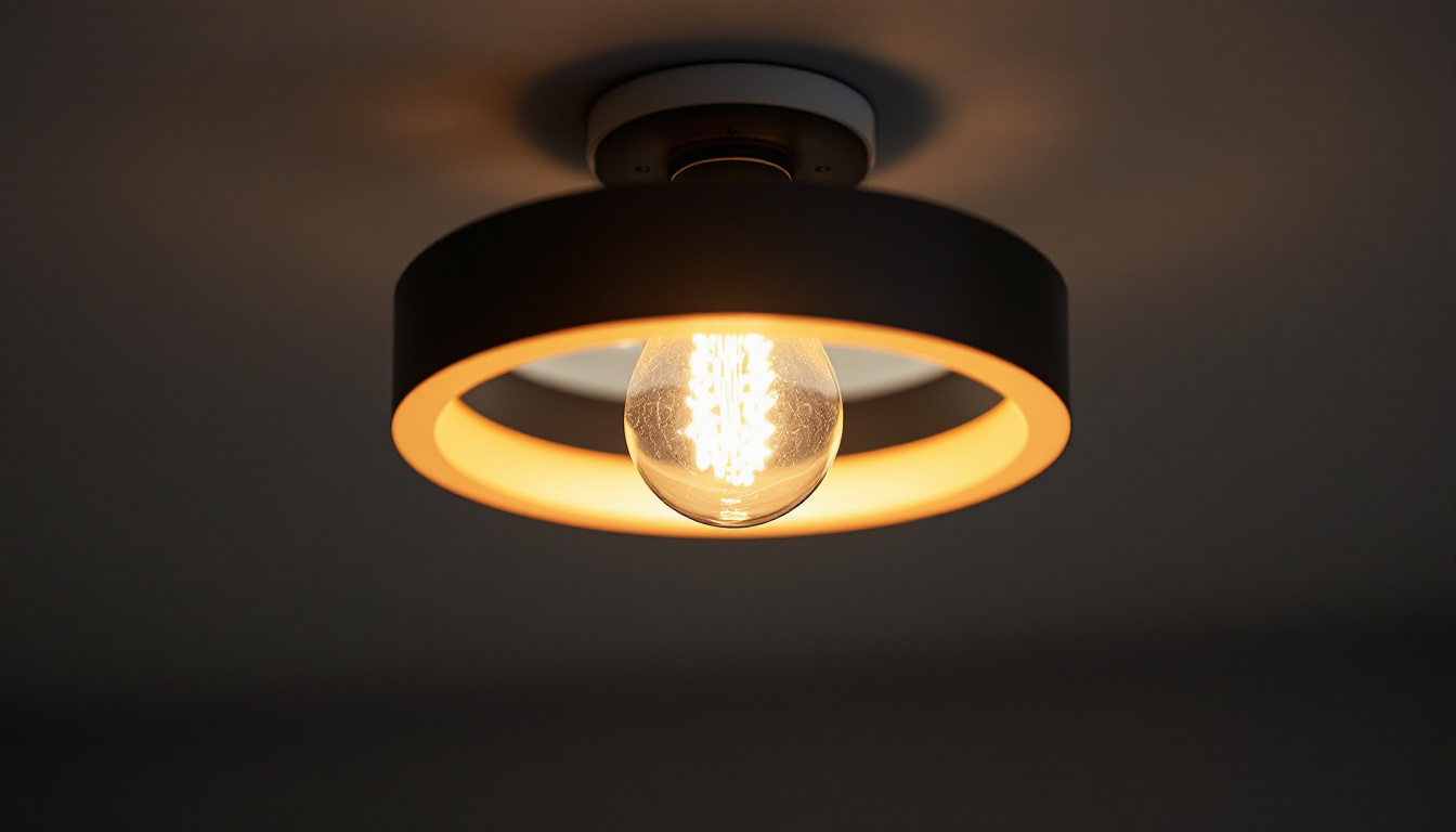 A photograph of a modern ceiling light fixture that showcases energy-efficient design