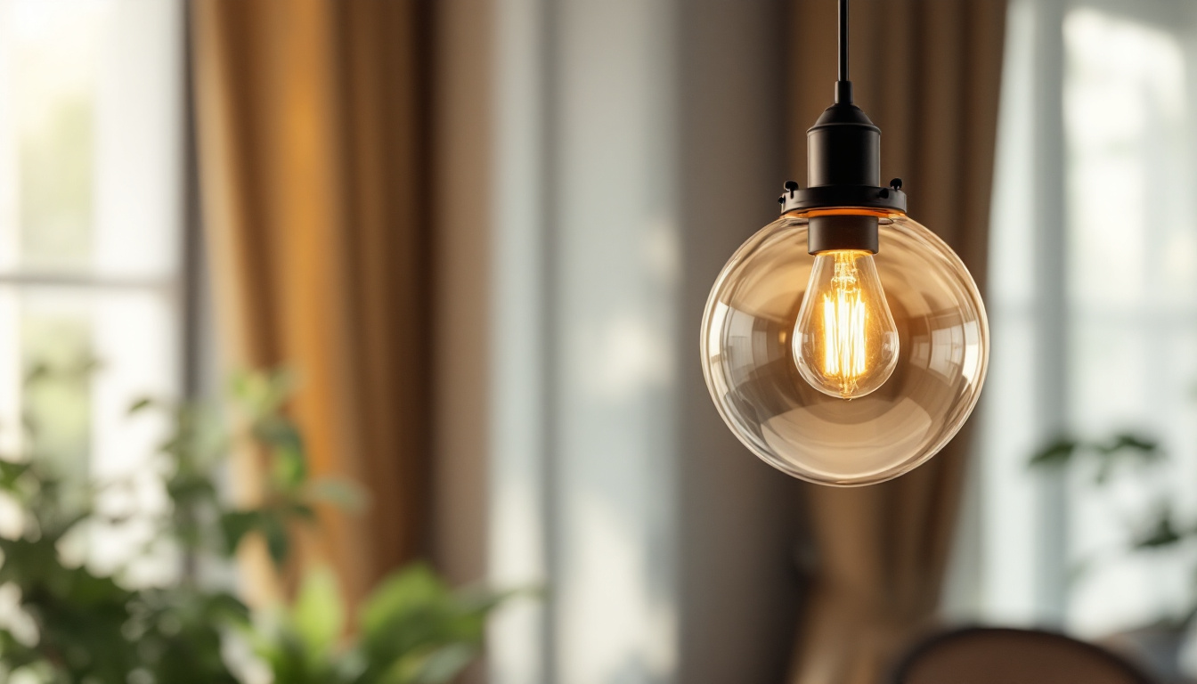 A photograph of a beautifully styled pendant light fixture with a unique replacement globe