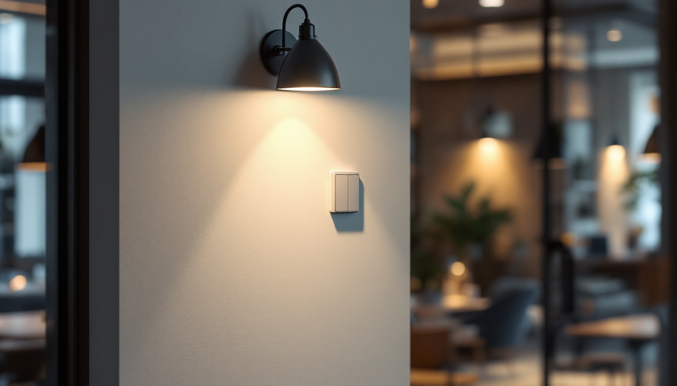 A photograph of a well-lit interior space featuring an occupancy switch in use