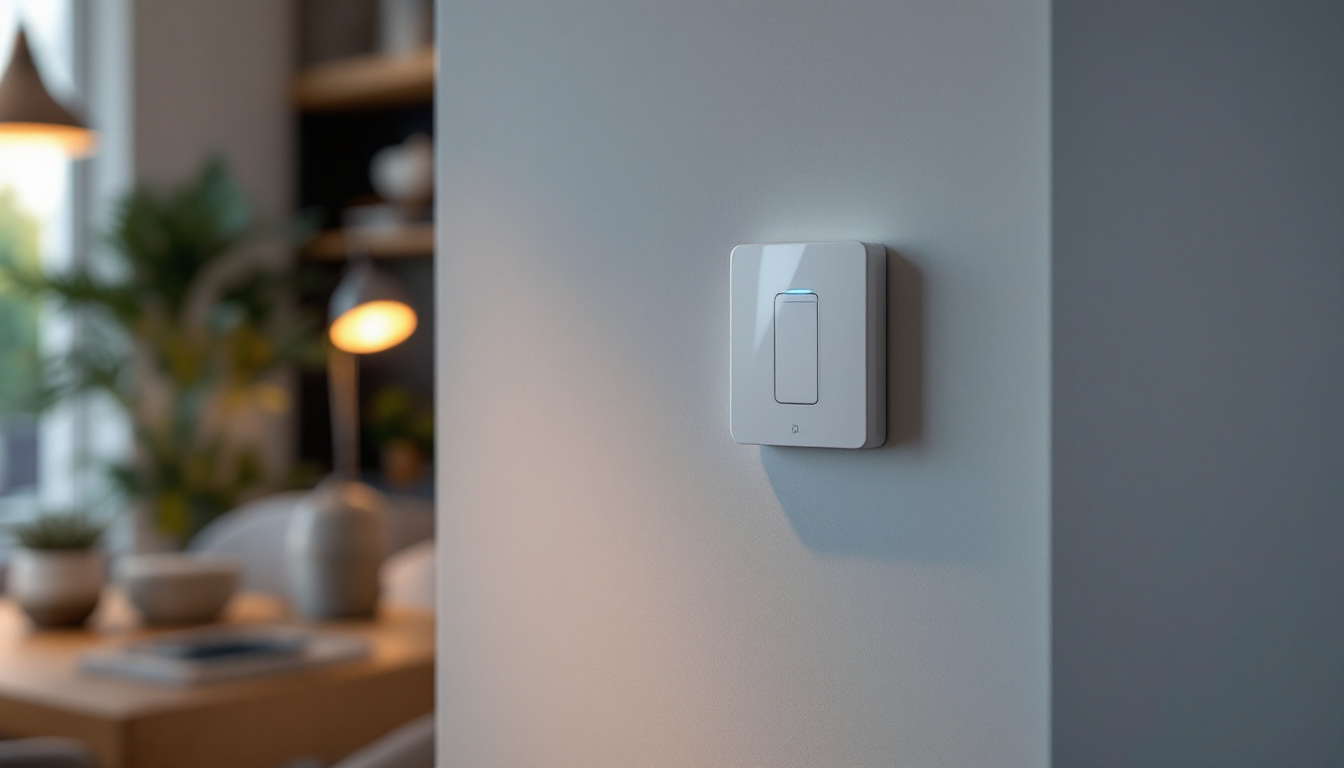 A photograph of a leviton z wave switch installed in a modern home setting