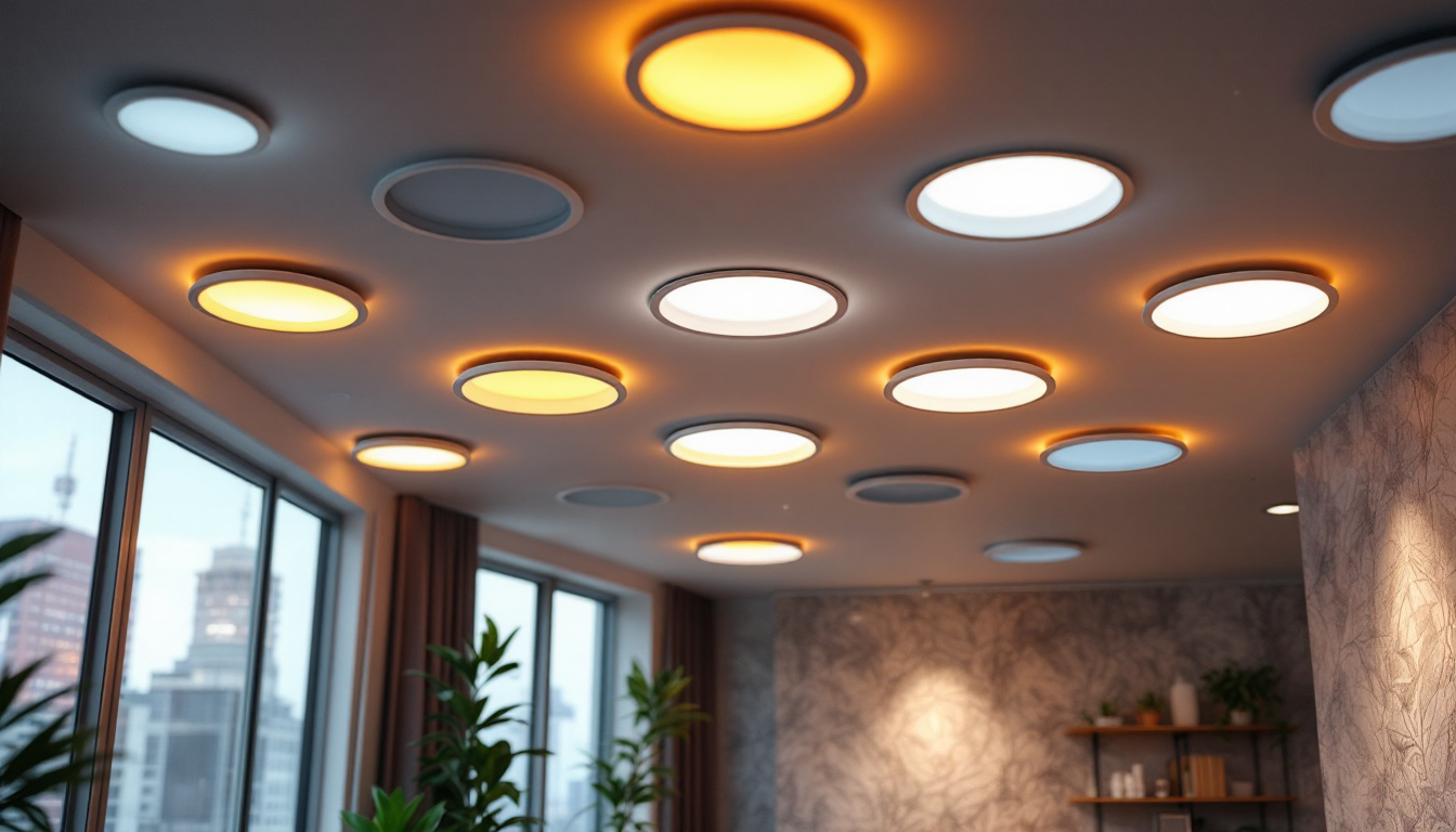 A photograph of a well-lit interior space showcasing various designs of canned recessed lighting fixtures