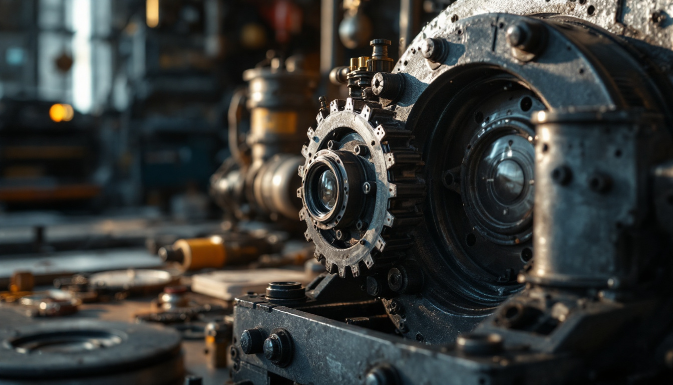 A photograph of a well-maintained piece of machinery or equipment illuminated by soft