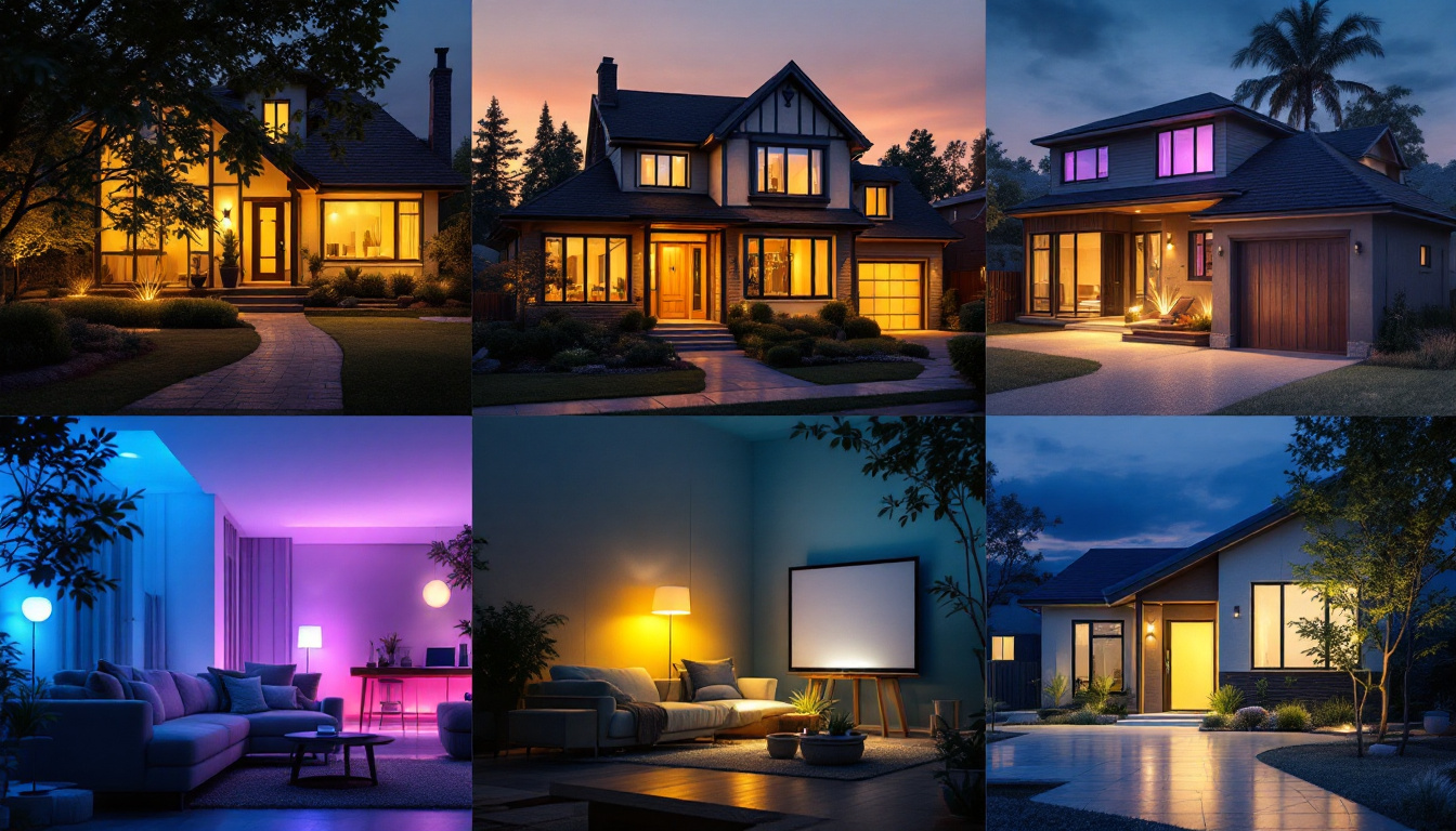 A photograph of capture a photograph of a variety of led lights in different settings—such as residential