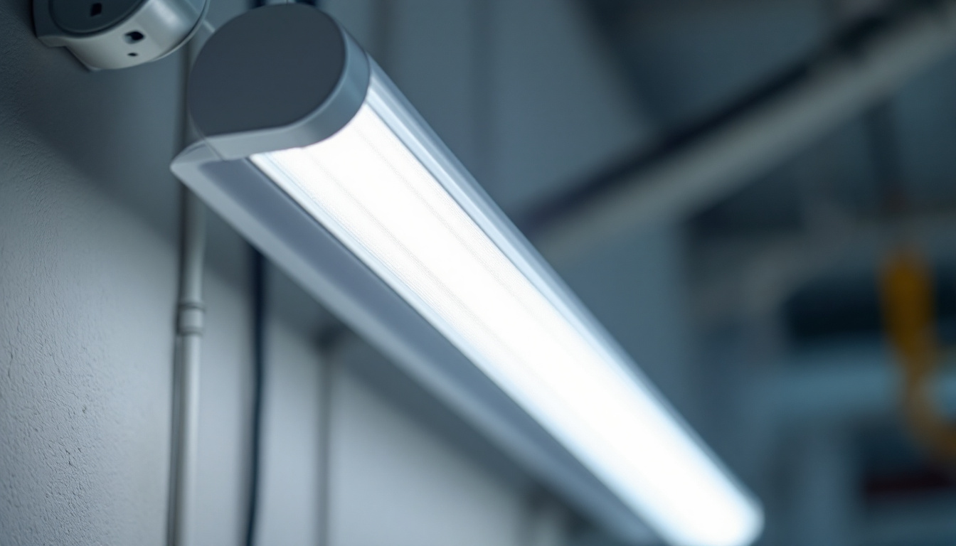 A photograph of a close-up shot of a fluorescent lampholder installed in a modern electrical setup