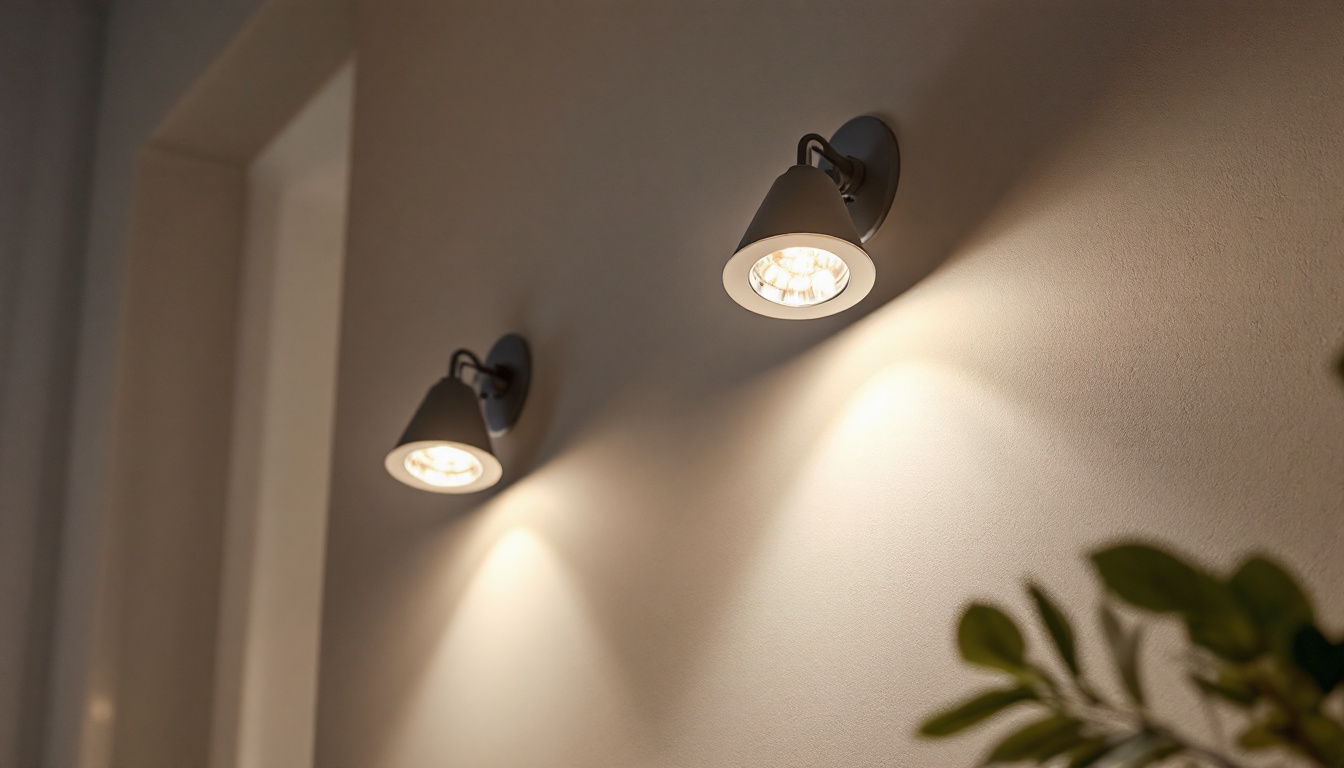 A photograph of a well-lit interior space showcasing two recessed can lights in action