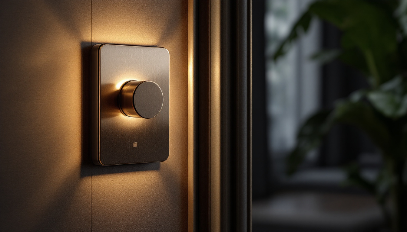 A photograph of a beautifully designed luxury light switch in a stylish interior setting