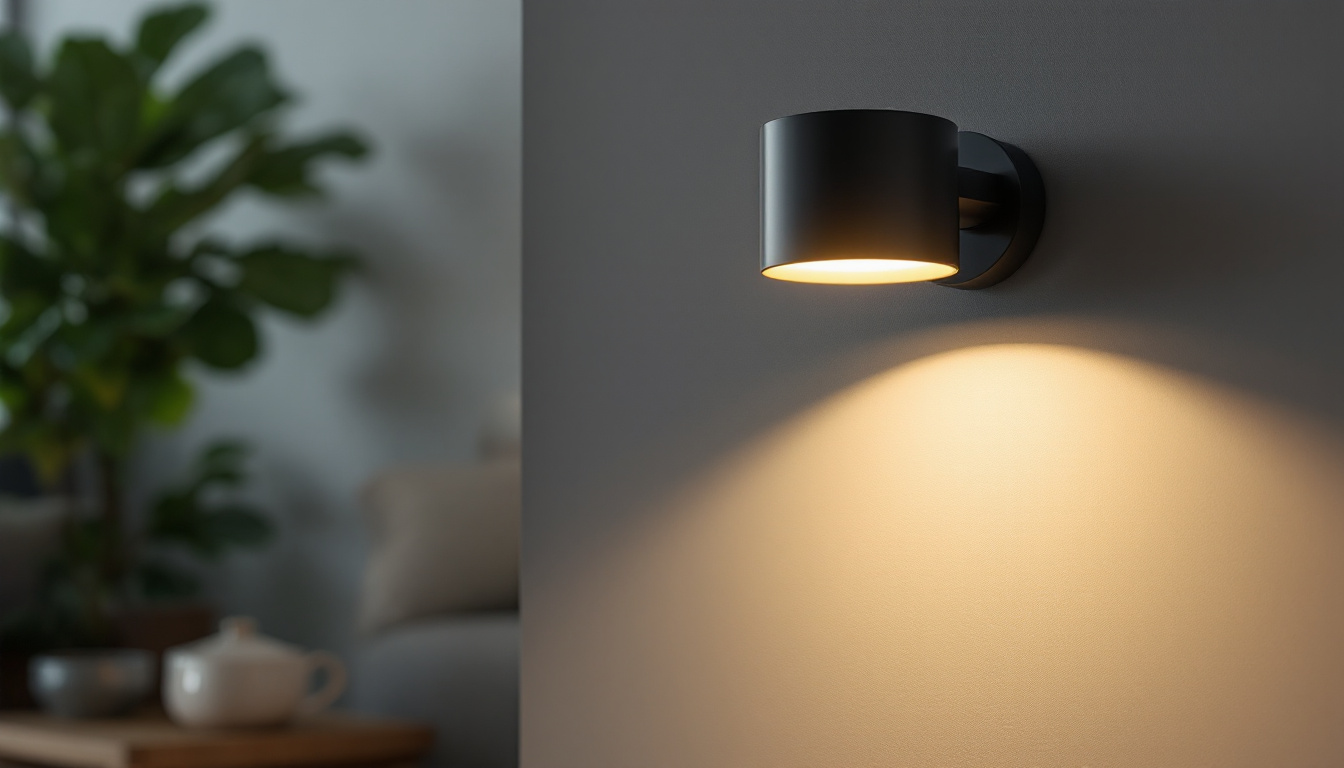 A photograph of a stylishly designed wall-mounted light fixture in a modern interior setting