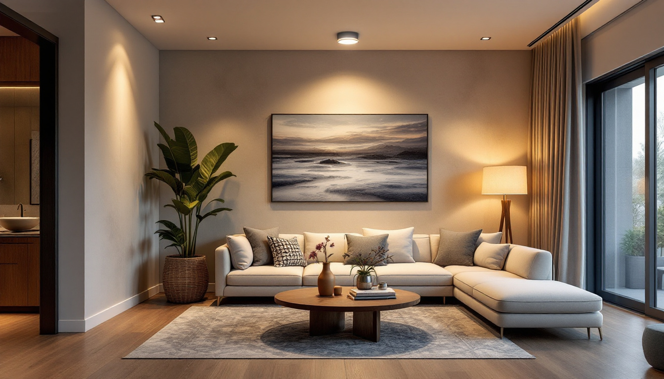 A photograph of a beautifully designed room featuring an 8-inch recessed can light