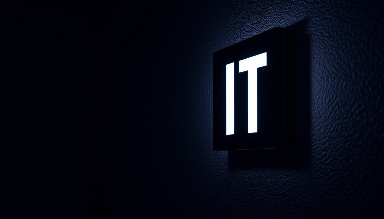 A photograph of a black exit sign illuminated against a contrasting background