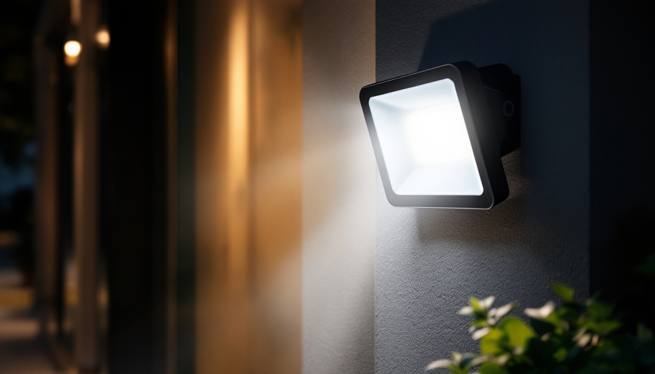 A photograph of a well-designed sensor flood light in action
