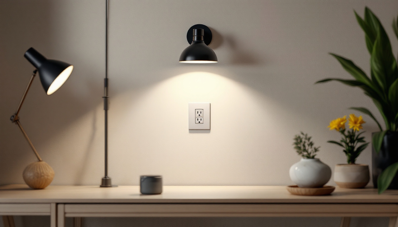 A photograph of a well-designed lighting setup featuring a cover outlet box in a stylish interior setting