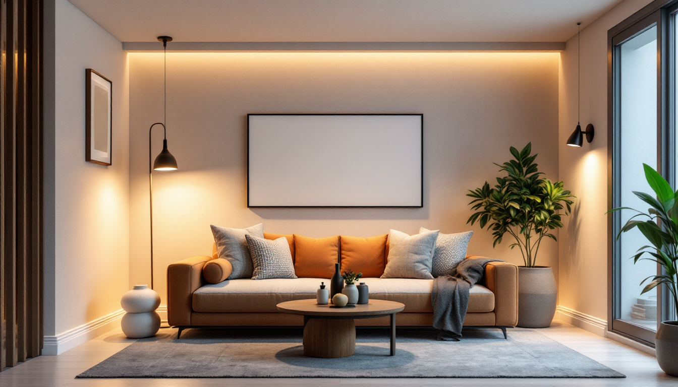 A photograph of a stylishly designed interior space showcasing both 4-inch and 6-inch can lights in action