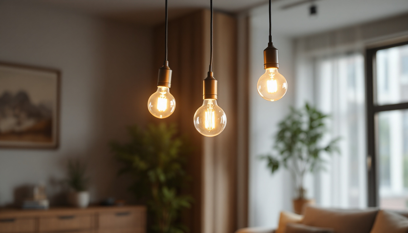 A photograph of a stylish 3 lamp light fixture installed in a modern living space