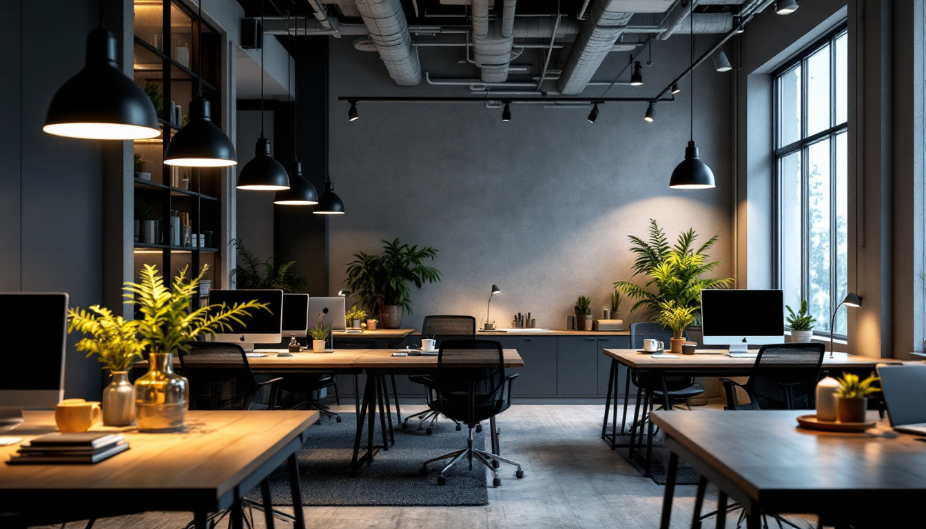 A photograph of a modern office space showcasing various lighting options