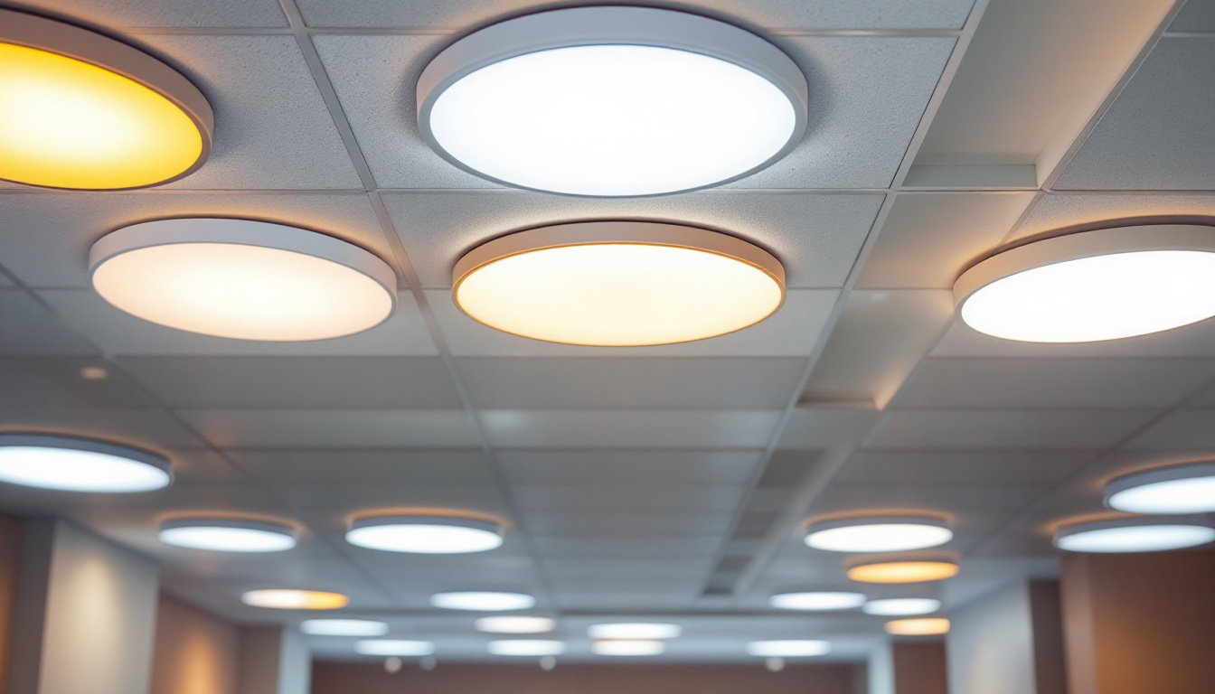 A photograph of a well-lit room featuring various styles of ceiling can light covers