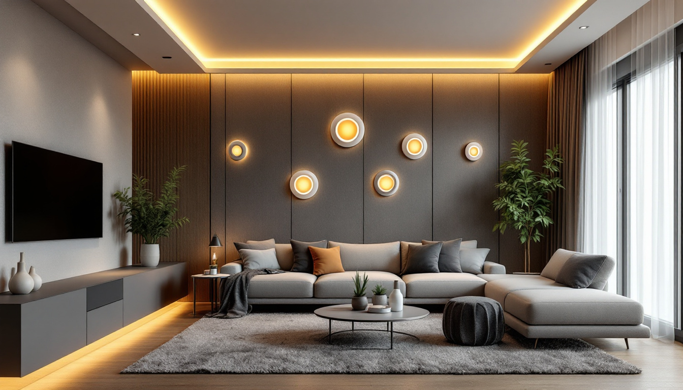 A photograph of a modern living space showcasing various led recessed bulbs in action