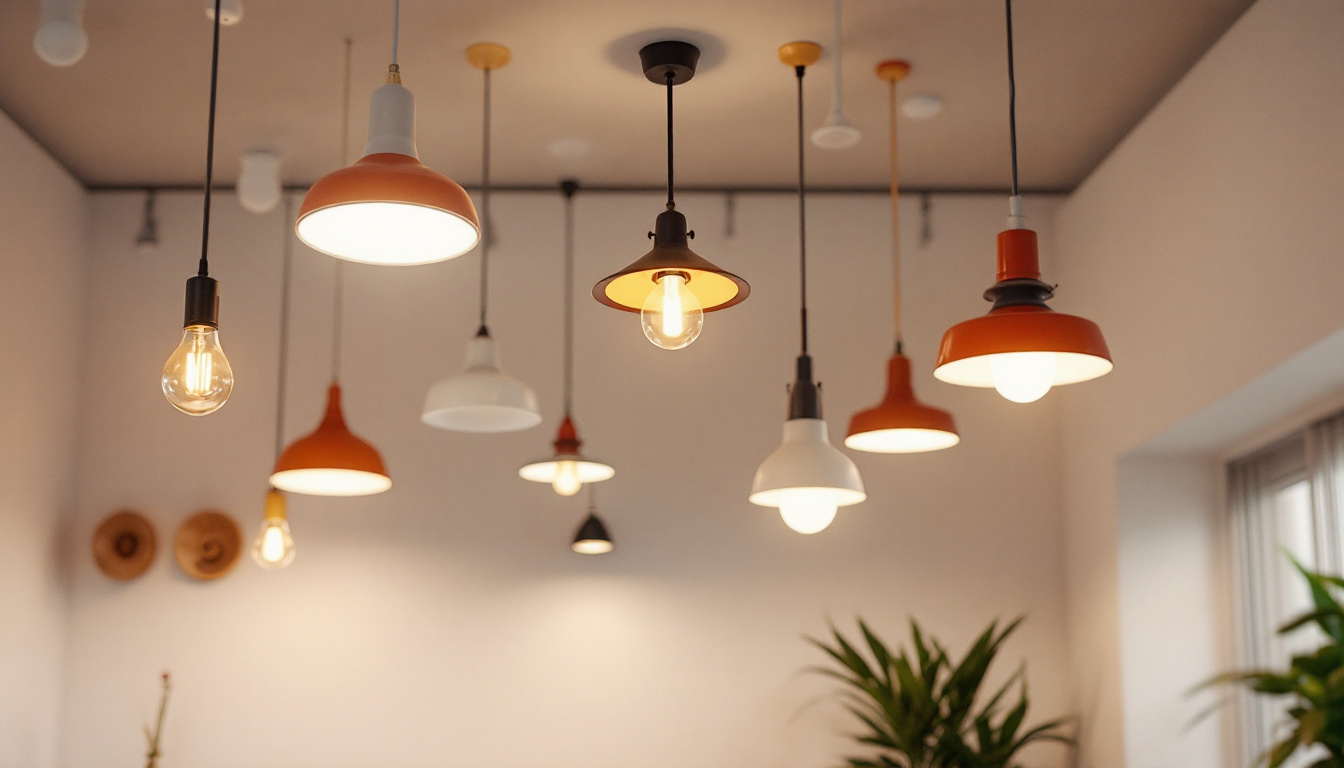 A photograph of a well-designed interior space showcasing various lighting fixtures in relation to the ceiling height