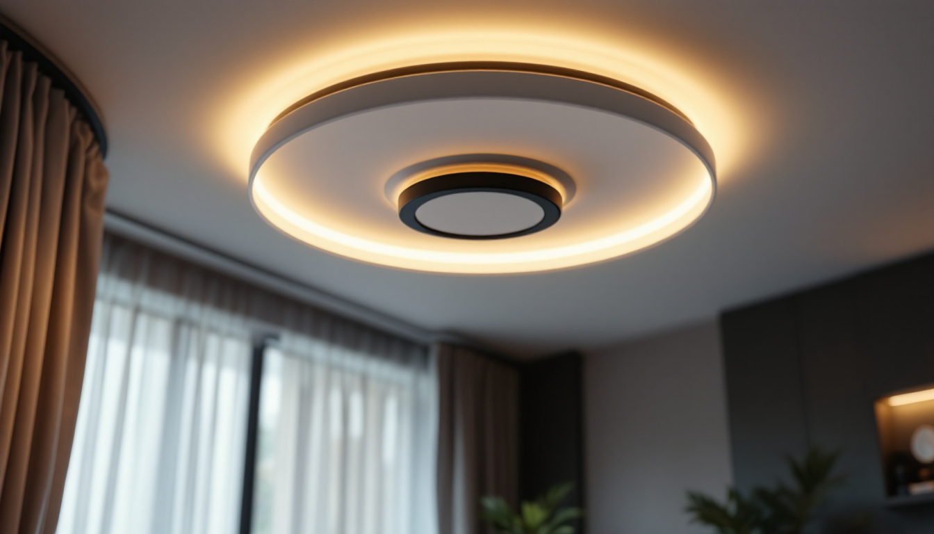 A photograph of a modern ceiling light fixture with innovative trim designs
