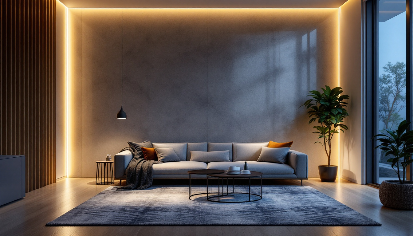 A photograph of a beautifully designed room featuring wall strip lights in various settings