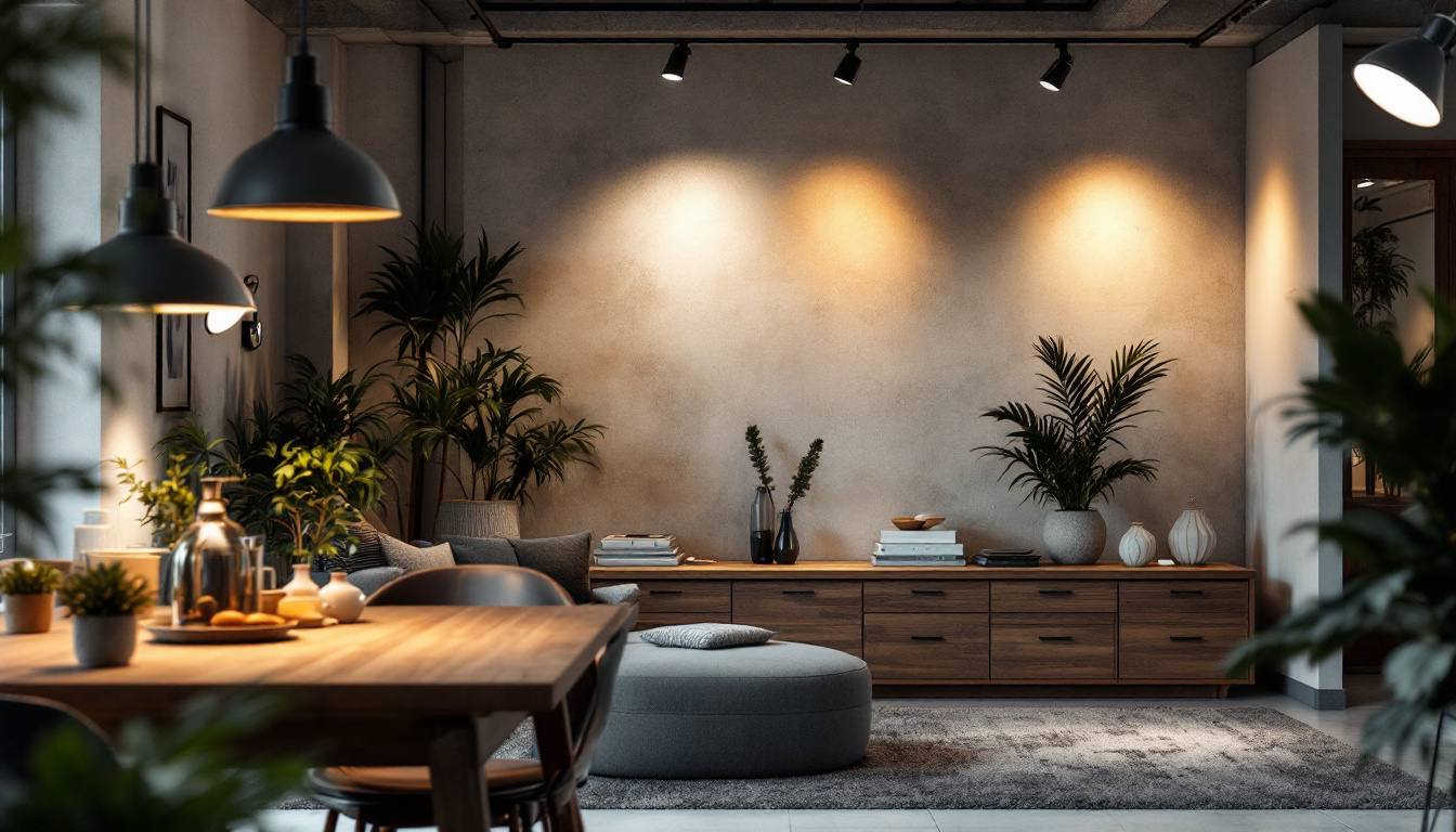 A photograph of a well-lit interior space showcasing various can lights in different styles and placements