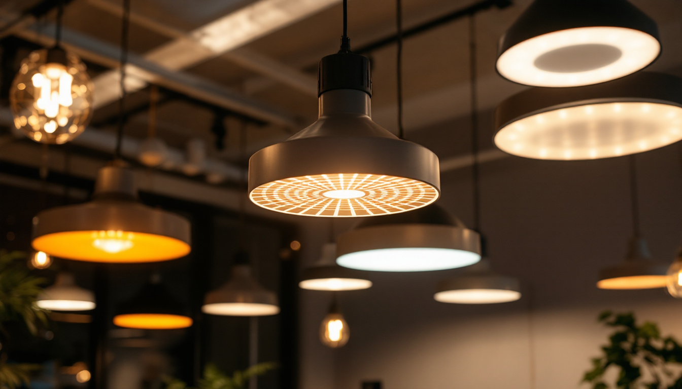 A photograph of a well-lit space showcasing various led light fixtures in use