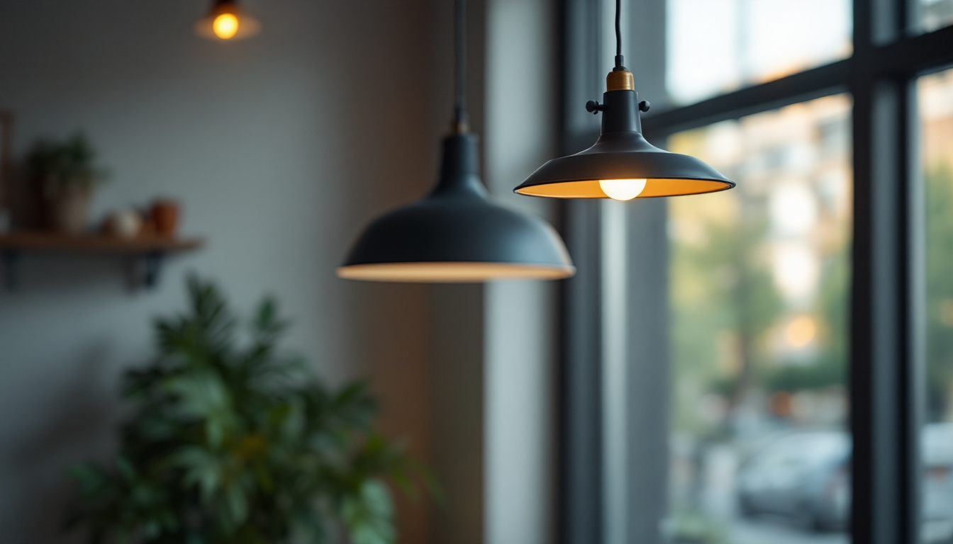 A photograph of a stylish hanger lamp in a well-lit interior setting