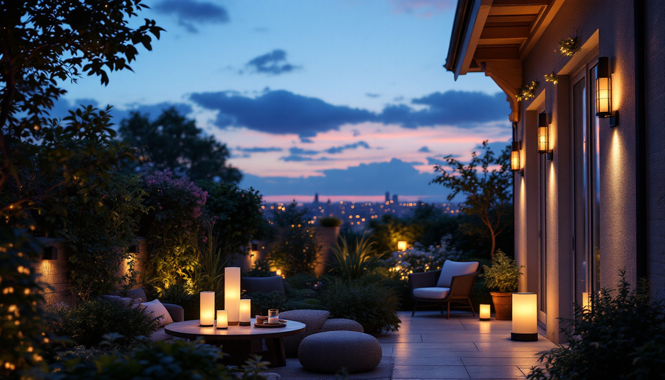 A photograph of a beautifully illuminated outdoor space at dusk