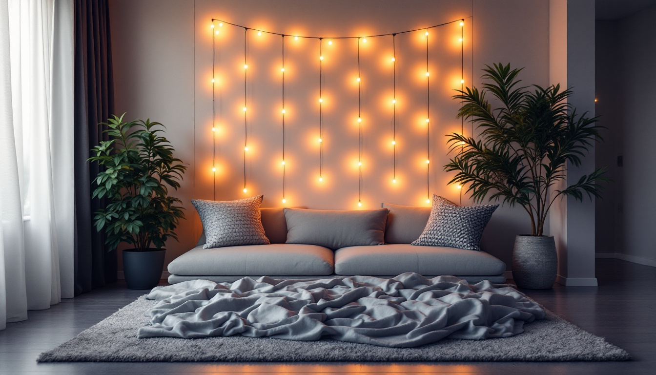 A photograph of a beautifully arranged led strip lighting setup in a cozy