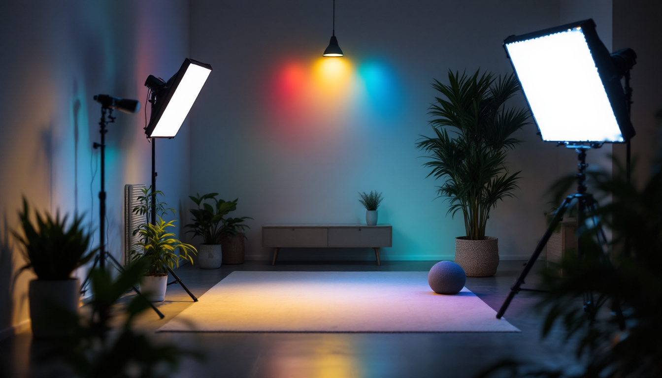A photograph of a beautifully arranged setup of linkable led lights illuminating a space
