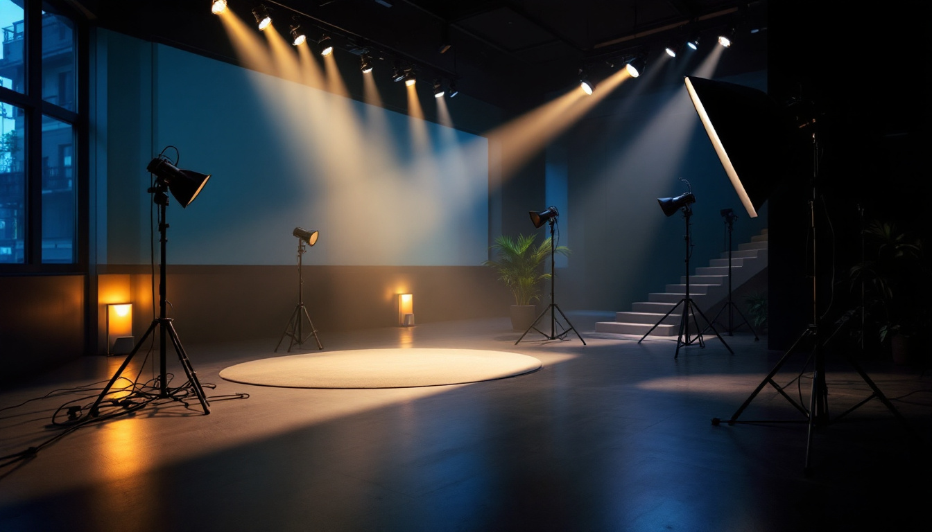A photograph of a sophisticated lighting setup in an advanced interior space