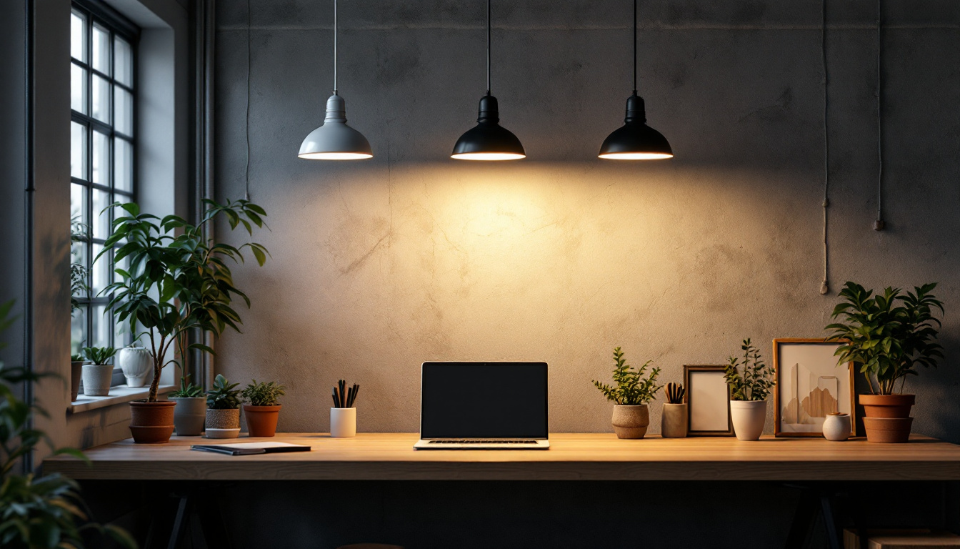 A photograph of a modern industrial workspace featuring low-glare lighting solutions