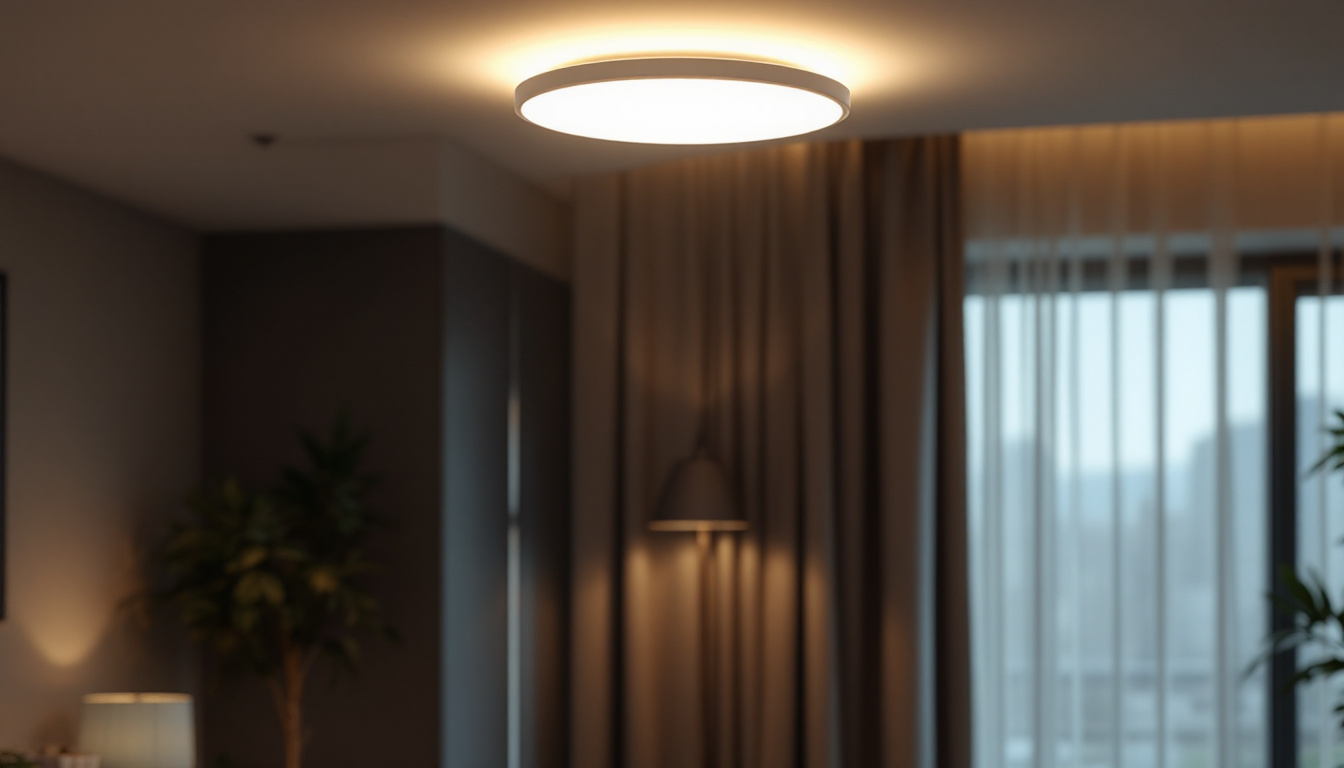 A photograph of a stylish ceiling sensor light in a modern interior setting